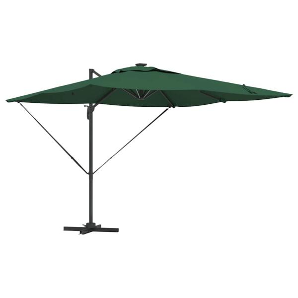 Freischwingender Roma Parasol mit LEDs Grün 286x285x270 cm Aluminium