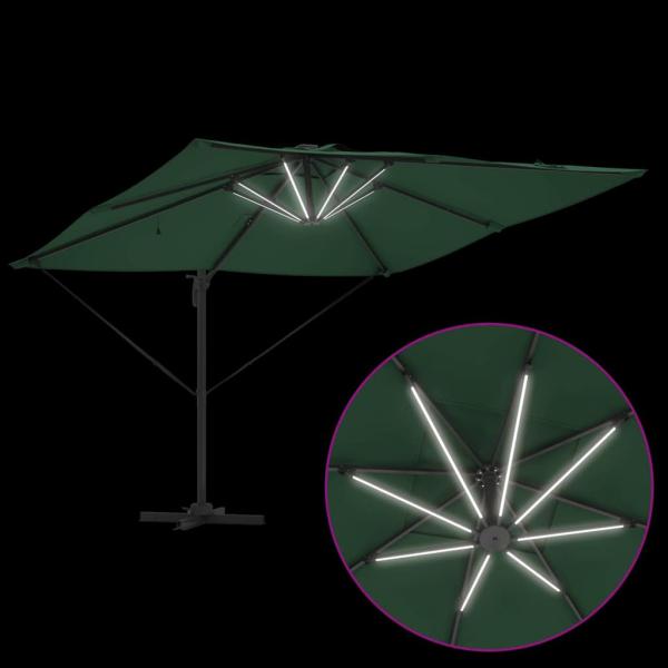 Freischwingender Roma Parasol mit LEDs Grün 286x285x270 cm Aluminium