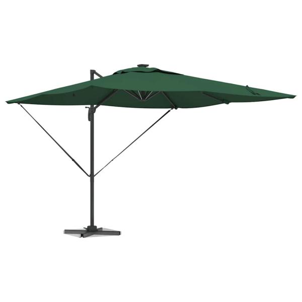 Freischwingender Roma Parasol mit LEDs Grün 286x285x270 cm Aluminium