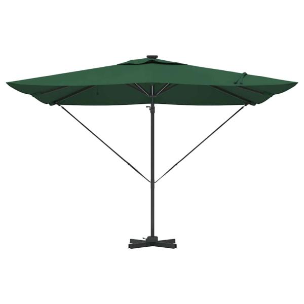 Freischwingender Roma Parasol mit LEDs Grün 286x285x270 cm Aluminium