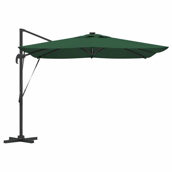 Freischwingender Roma Parasol mit LEDs Grün 286x285x270 cm Aluminium