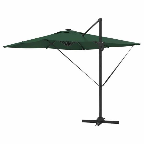 Freischwingender Roma Parasol mit LEDs Grün 286x285x270 cm Aluminium