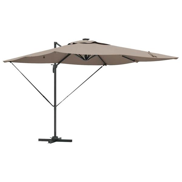 Freischwingender Roma Parasol mit LEDs Taupe 286x285x270 cm Aluminium