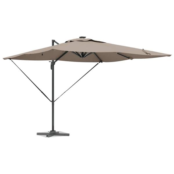 Freischwingender Roma Parasol mit LEDs Taupe 286x285x270 cm Aluminium