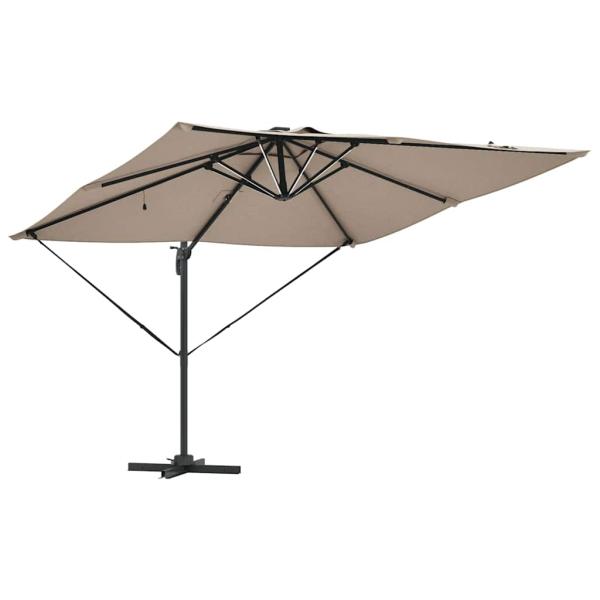 Freischwingender Roma Parasol mit LEDs Taupe 286x285x270 cm Aluminium