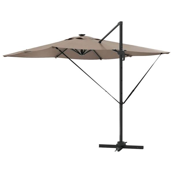 Freischwingender Roma Parasol mit LEDs Taupe 286x285x270 cm Aluminium