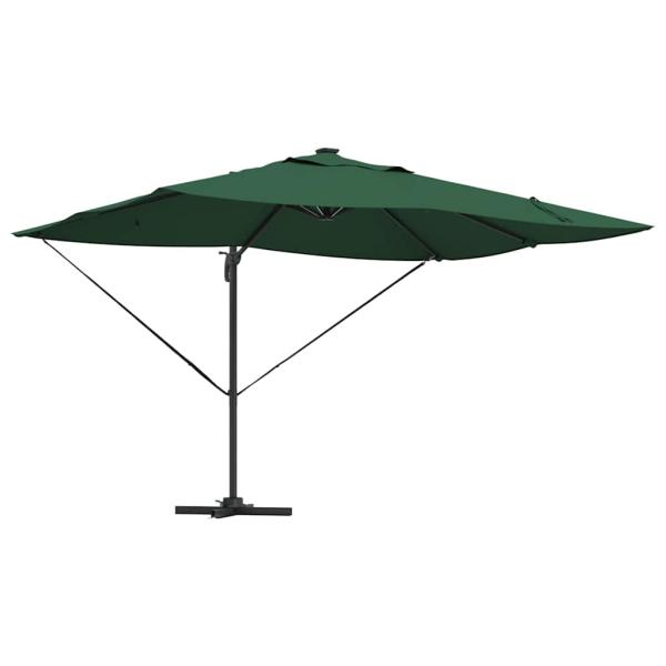 Freischwingender Roma Parasol mit LEDs Grün 352x251x265 cm Aluminium