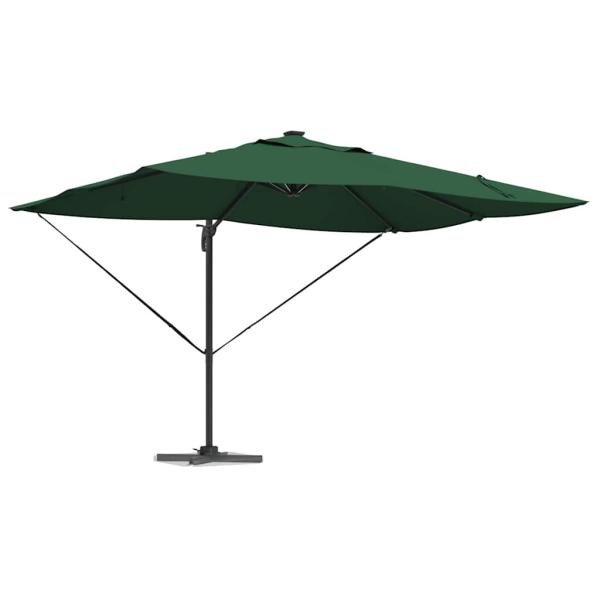 Freischwingender Roma Parasol mit LEDs Grün 352x251x265 cm Aluminium