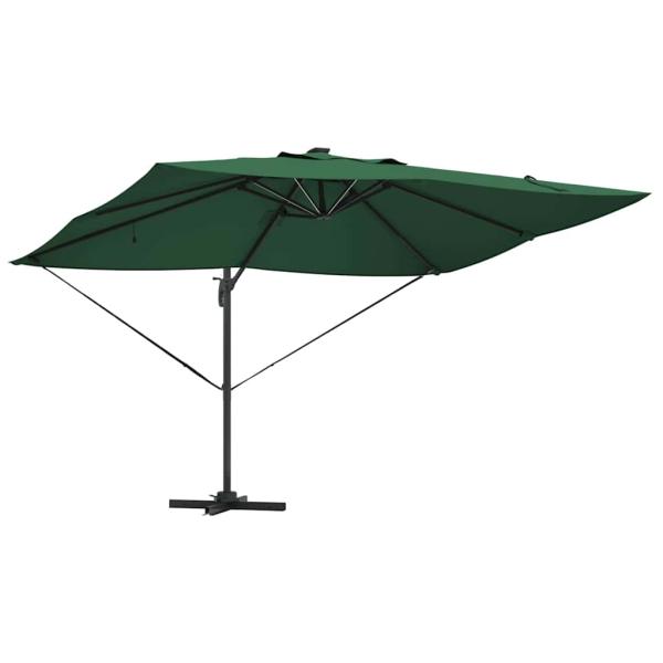 Freischwingender Roma Parasol mit LEDs Grün 352x251x265 cm Aluminium