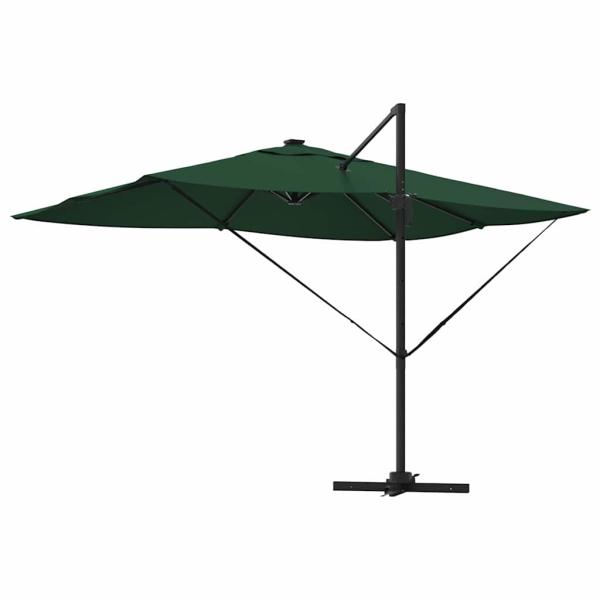 Freischwingender Roma Parasol mit LEDs Grün 352x251x265 cm Aluminium