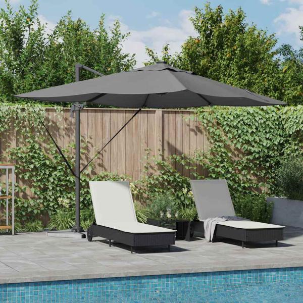 ARDEBO.de - Freischwingender Roma-Parasol mit LEDs Anthrazit 352x251x265 cm Aluminium