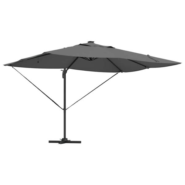 Freischwingender Roma-Parasol mit LEDs Anthrazit 352x251x265 cm Aluminium