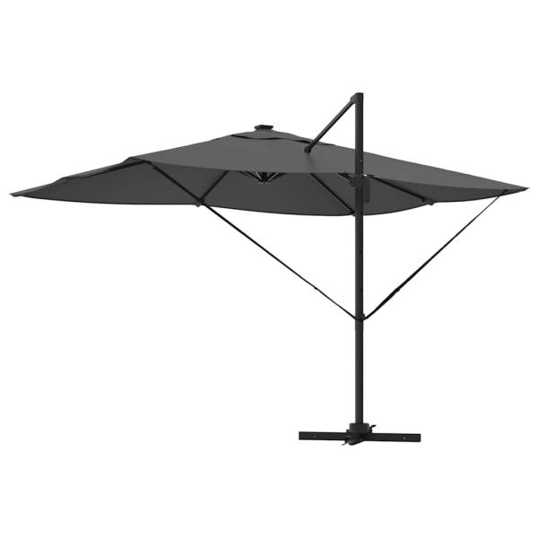 Freischwingender Roma-Parasol mit LEDs Anthrazit 352x251x265 cm Aluminium