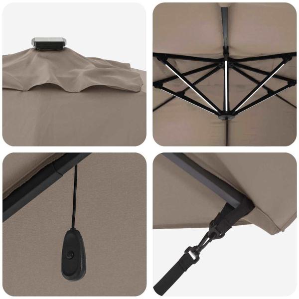 Freischwingende Roma-Paillard mit LEDs Taupe 352x251x265 cm Aluminium