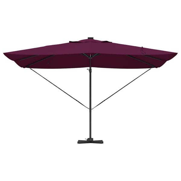 Freischwingender Roma Sonnenschirm mit LEDs Bordeaux Rot 352x251x265 cm Aluminium