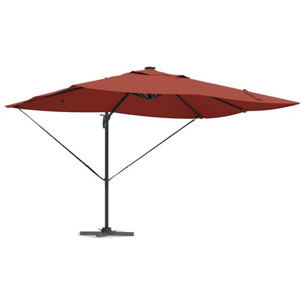 Freischwingender Roma Sonnenschirm mit LEDs Terrakotta 352x251x265 cm Aluminium