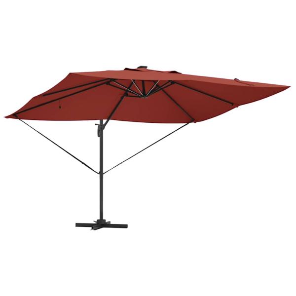 Freischwingender Roma Sonnenschirm mit LEDs Terrakotta 352x251x265 cm Aluminium