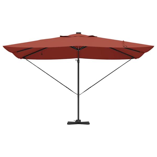 Freischwingender Roma Sonnenschirm mit LEDs Terrakotta 352x251x265 cm Aluminium