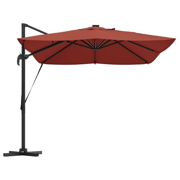 Freischwingender Roma Sonnenschirm mit LEDs Terrakotta 352x251x265 cm Aluminium