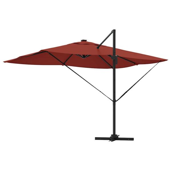 Freischwingender Roma Sonnenschirm mit LEDs Terrakotta 352x251x265 cm Aluminium