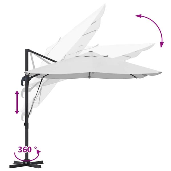 Großer Freischwingender Schirm Sand Polyester Groß Kippbar