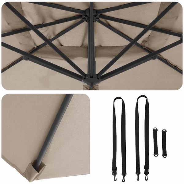 Freischwingender Sonnenschirm Taupe Polyester Groß Faltbar