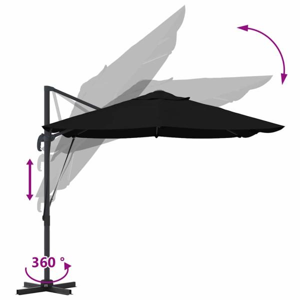 Sonnenschirm Schwarz 351 x 250 x 260 cm Polyester und Aluminium