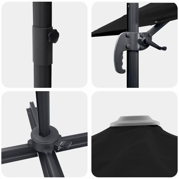 Cantilever-Sonnenschirm Schwarz Polyester mit Metallrahmen Groß