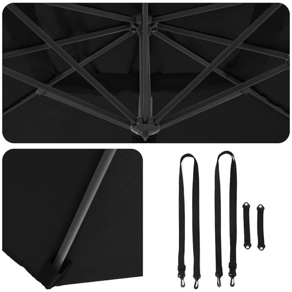 Cantilever-Sonnenschirm Schwarz Polyester mit Metallrahmen Groß