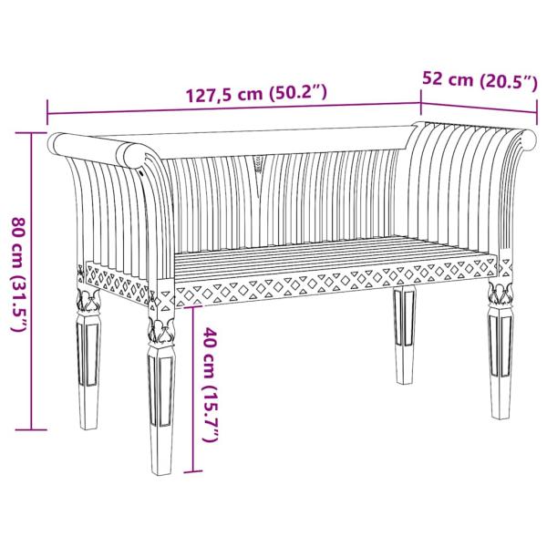 Gartenbank 127,5x52x80 cm Massivholz Teak