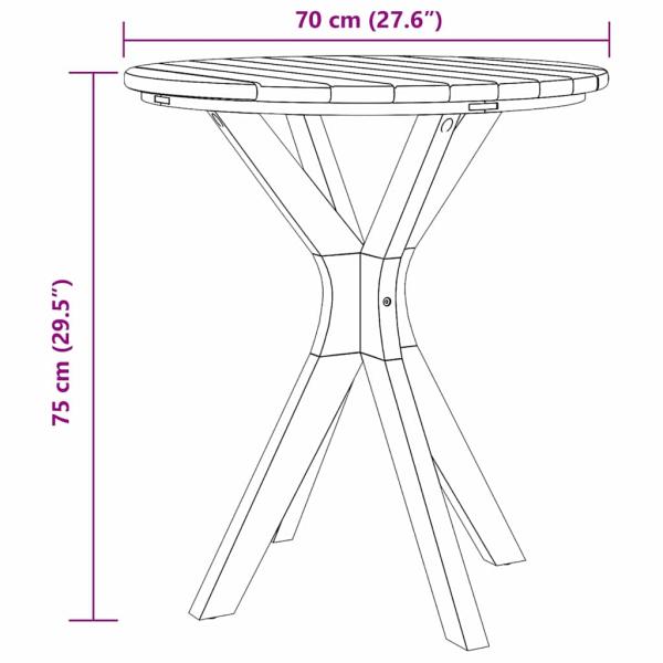 Garten Bistro Tisch Ø70x75 cm Massivholz Teak