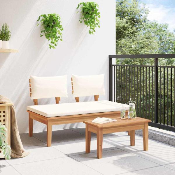 2-teiliges Gartenbank-Set aus massivem Teakholz
