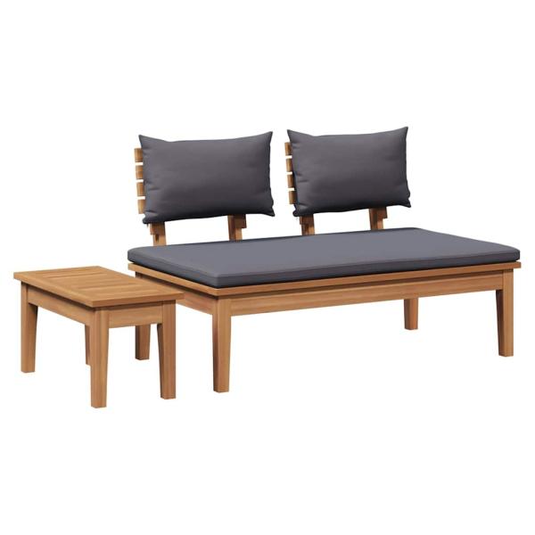 2-teiliges Gartenbank-Set aus solidem Teakholz