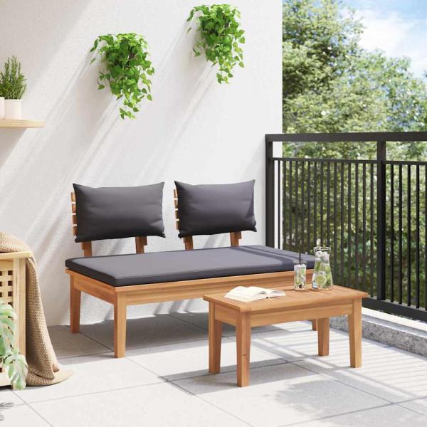 2-teiliges Gartenbank-Set aus solidem Teakholz
