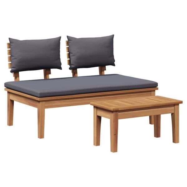 2-teiliges Gartenbank-Set aus solidem Teakholz