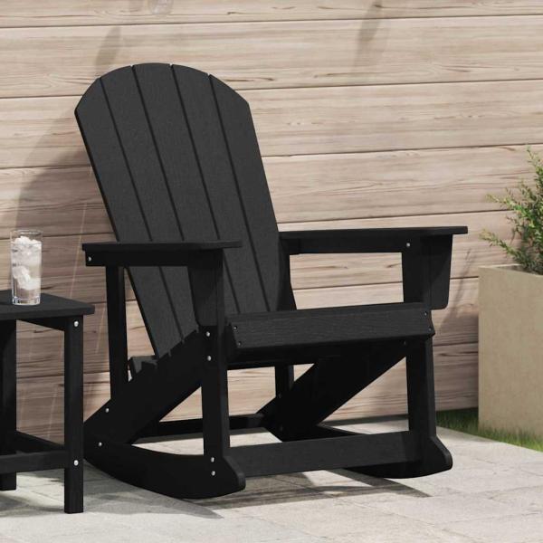 ARDEBO.de - Adirondack Schaukelstuhl Schwarz 73.5x92x90 cm HDPE