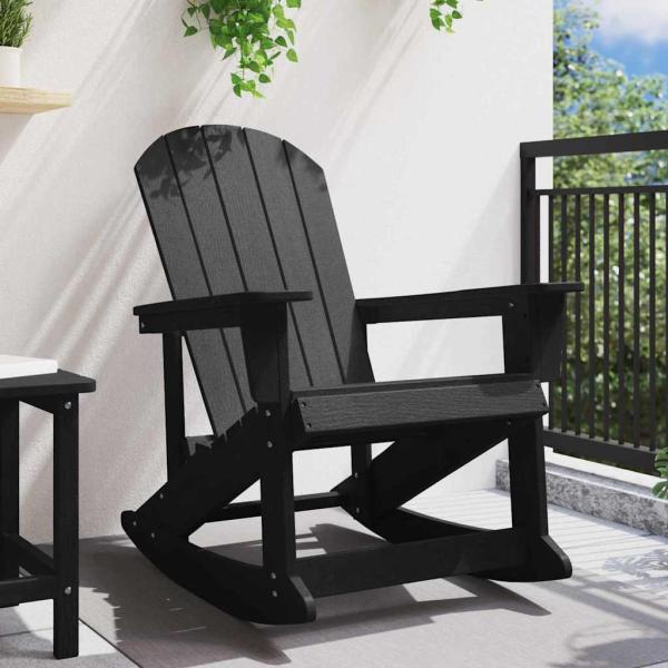 Adirondack Schaukelstuhl Schwarz 73.5x92x90 cm HDPE