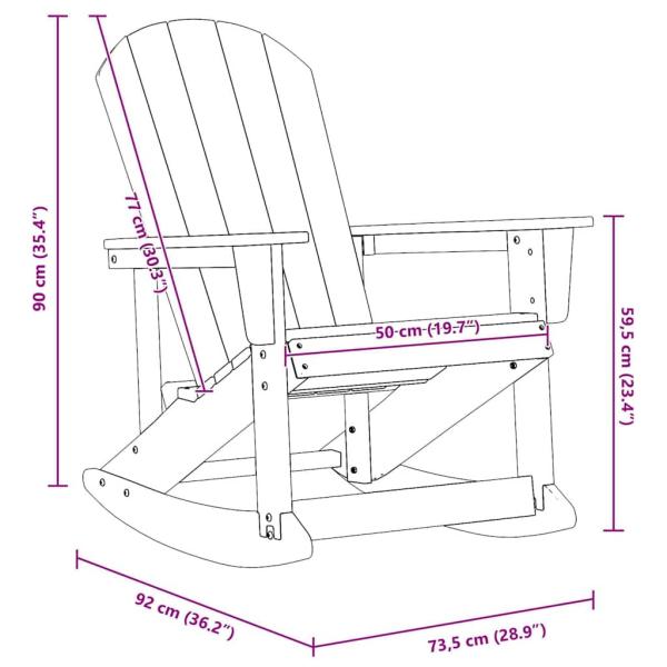 Adirondack Schaukelstuhl Schwarz 73.5x92x90 cm HDPE
