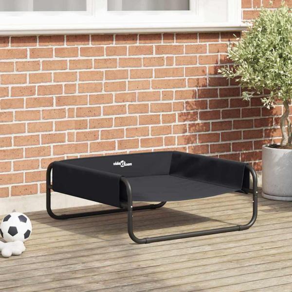 ARDEBO.de - Erhöhtes Hundebett Schwarz ML Oxford Stoff und Stahl