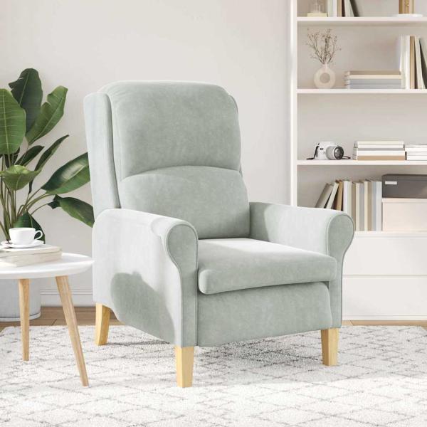 Hellgrauer Sessel Hellgrau Stoffbezug mit Holzbeinen Standard