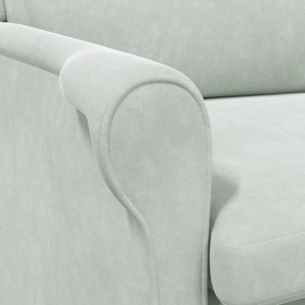 Hellgrauer Sessel Hellgrau Stoffbezug mit Holzbeinen Standard