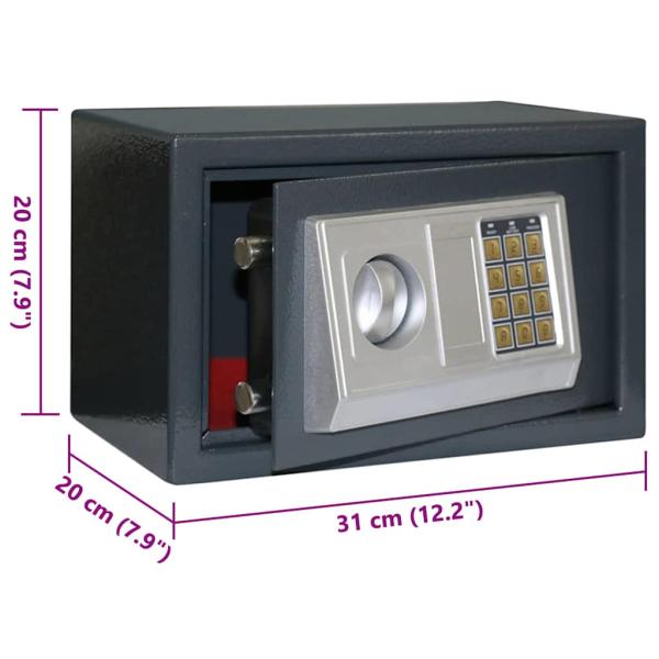 Elektronischer Digitalsafe Dunkelgrau 31x20x20 cm Stahl