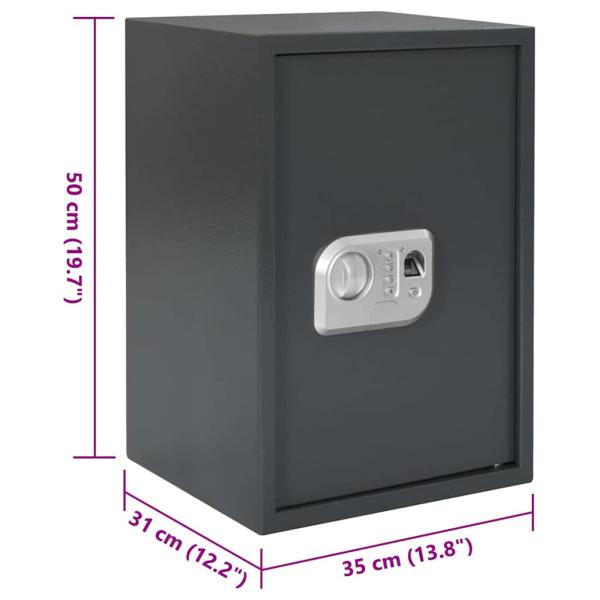 Elektronischer Digital Safe mit Fingerabdruckschloss 31x35x50 cm Stahl