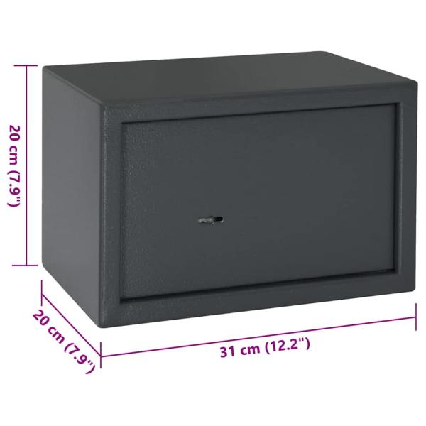 Safe Box mit Schlüssel Schloss Dunkelgrau 20x31x20 cm Stahl
