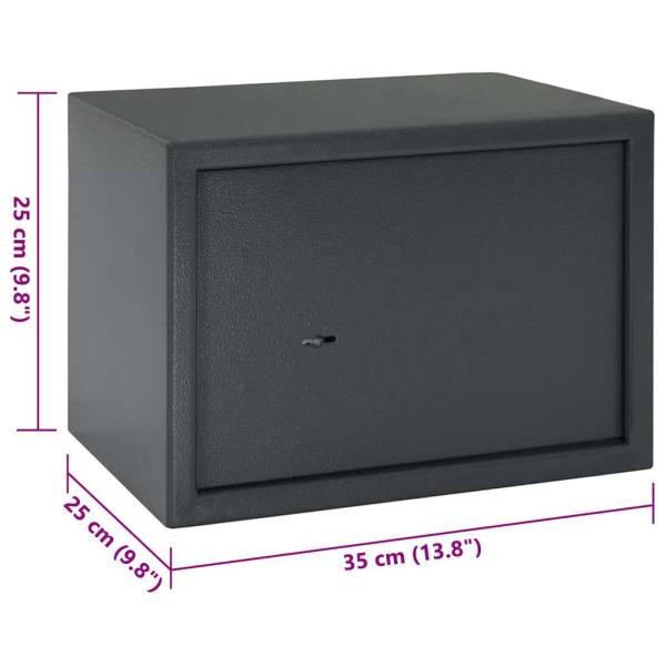 Safe Box mit Schlüsselschloss Dunkelgrau 25x35x25 cm Stahl
