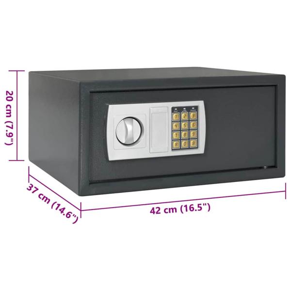 Elektronischer Digitale Tresor Dunkelgrau 42x37x20 cm Stahl