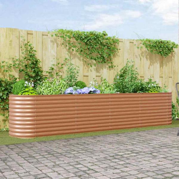 ARDEBO.de - Garten Hochbeet Holzoptik Galvanisierter Stahl 400 x 80 x 81 cm