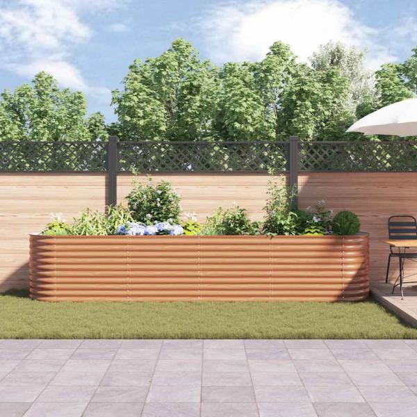 Garten Hochbeet Holzoptik Galvanisierter Stahl 400 x 80 x 81 cm