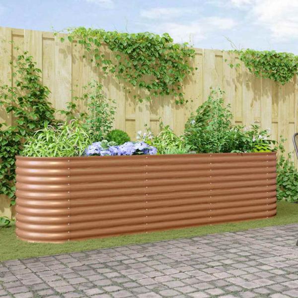 ARDEBO.de - Hochbeet Pflanzgefäß Holzoptik Metall 320 X 80 X 81 cm Langlebig