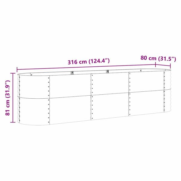 Hochbeet Pflanzgefäß Holzoptik Metall 320 X 80 X 81 cm Langlebig